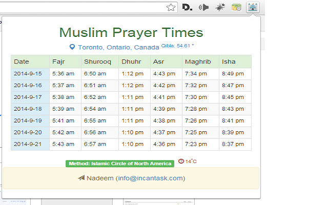 Muslim Prayer Times (Weekly) chrome谷歌浏览器插件_扩展第1张截图