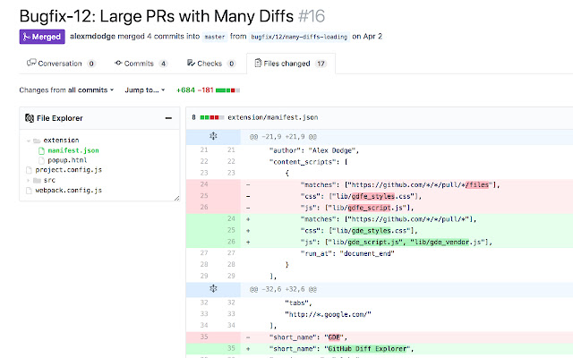 GitHub Diff Explorer chrome谷歌浏览器插件_扩展第1张截图