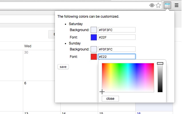Google Calendar Color chrome谷歌浏览器插件_扩展第2张截图