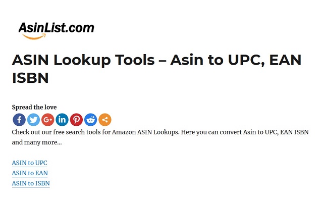 Amazon to UPC,EAN,ISBN Lookups - AsinList.com chrome谷歌浏览器插件_扩展第1张截图