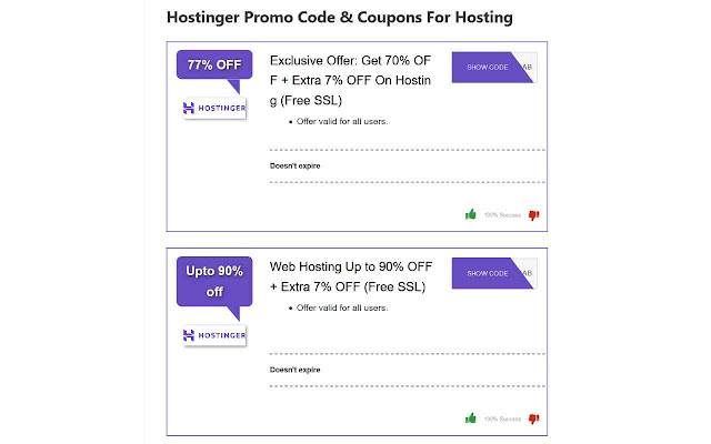 Hostinger Promo Code & Coupons chrome谷歌浏览器插件_扩展第2张截图