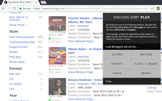 Discogs Sort Plus chrome谷歌浏览器插件_扩展第1张截图