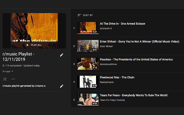 Untune - Reddit music to youtube playlist chrome谷歌浏览器插件_扩展第3张截图