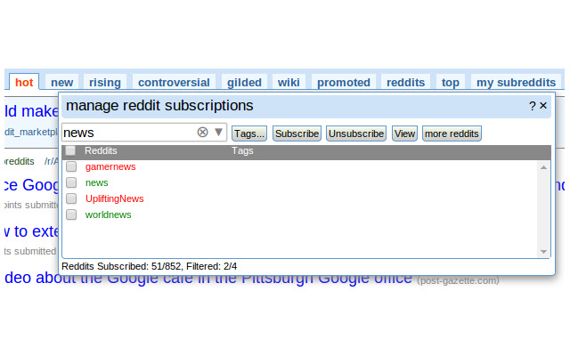 Manage Reddit Subscriptions chrome谷歌浏览器插件_扩展第1张截图