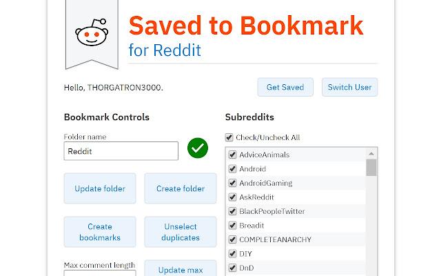 Saved to Bookmark for Reddit chrome谷歌浏览器插件_扩展第1张截图