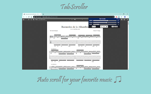 Tab Scroller - Guitar Tab Auto Scroll chrome谷歌浏览器插件_扩展第3张截图