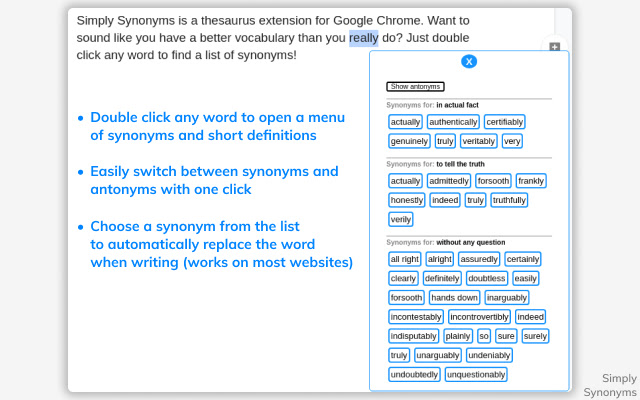 Simply Synonyms chrome谷歌浏览器插件_扩展第2张截图