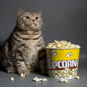 Fat Cat Eating Popcorn