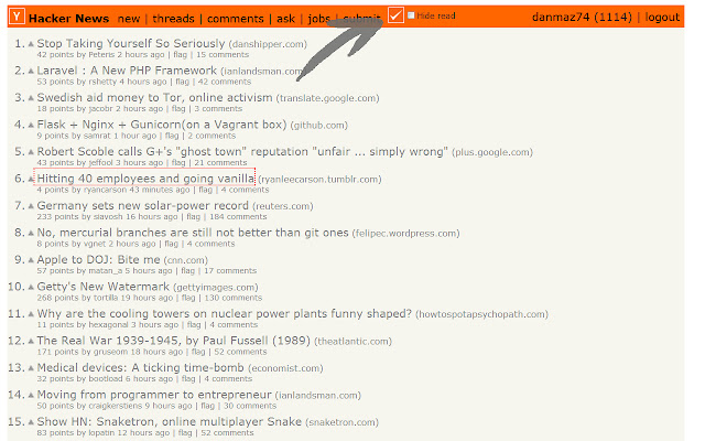 Hacker News: Mark All Read chrome谷歌浏览器插件_扩展第1张截图