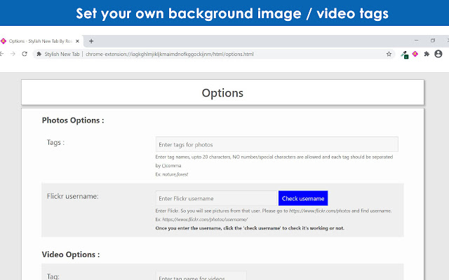 Stylish New Tab - Wallpaper /Video Background chrome谷歌浏览器插件_扩展第3张截图