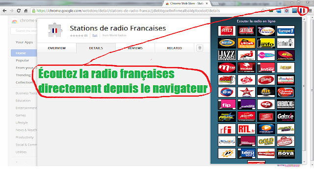 Stations de radio Francaises chrome谷歌浏览器插件_扩展第1张截图