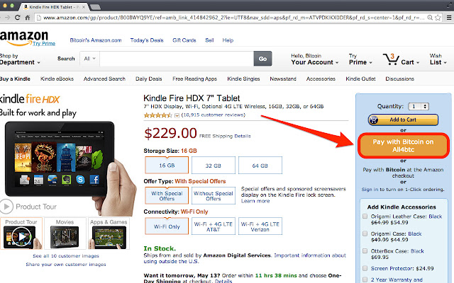 1-click Amazon Bitcoin checkout chrome谷歌浏览器插件_扩展第1张截图
