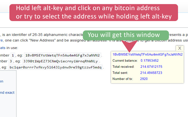 Bitcoin Address Lookup chrome谷歌浏览器插件_扩展第1张截图
