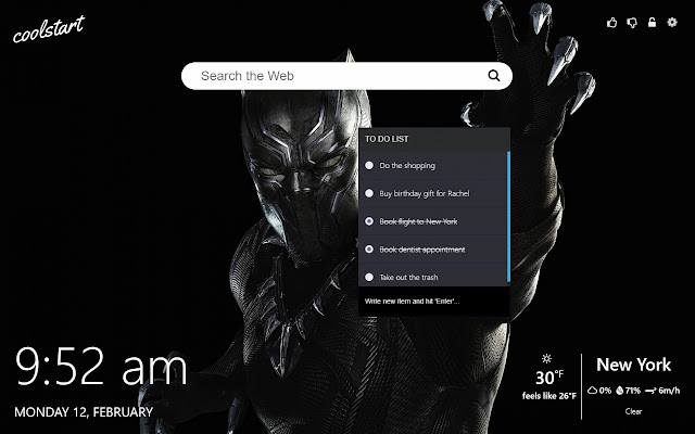 Black Panther HD Wallpapers New Tab Theme chrome谷歌浏览器插件_扩展第2张截图