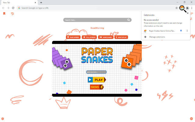 Paper Snakes Game Online New Tab chrome谷歌浏览器插件_扩展第1张截图