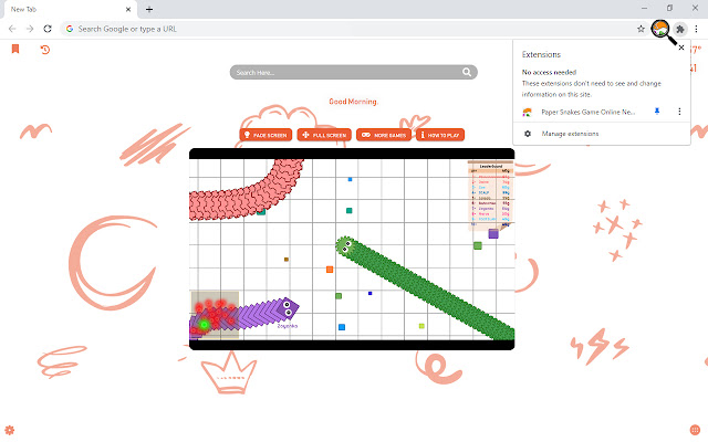 Paper Snakes Game Online New Tab chrome谷歌浏览器插件_扩展第2张截图