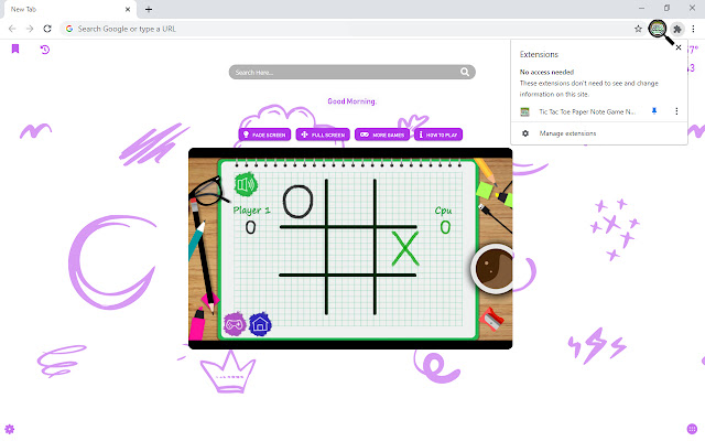 Tic Tac Toe Paper Note Game New Tab chrome谷歌浏览器插件_扩展第1张截图