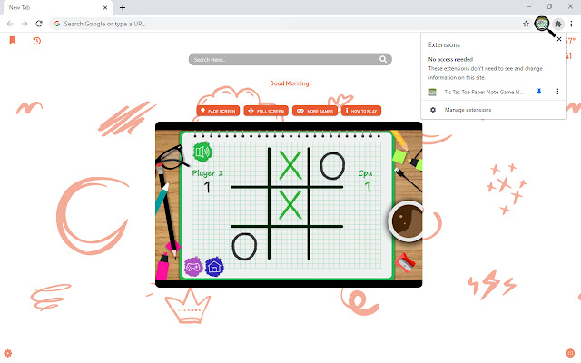 Tic Tac Toe Paper Note Game New Tab chrome谷歌浏览器插件_扩展第4张截图