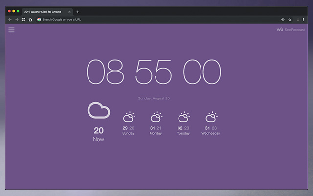 Weather Clock for Chrome chrome谷歌浏览器插件_扩展第1张截图