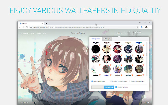 Tokyo Ghoul Wallpapers HD Custom Anime NewTab chrome谷歌浏览器插件_扩展第2张截图