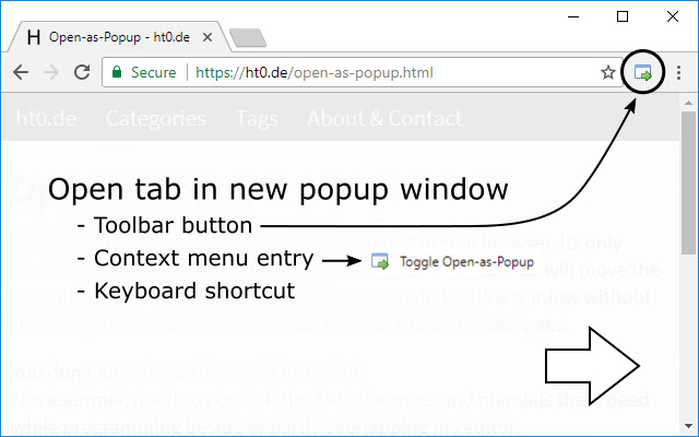Open-as-Popup chrome谷歌浏览器插件_扩展第1张截图