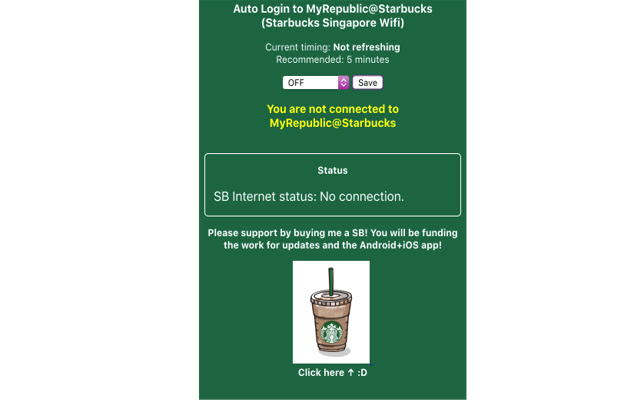 AutoConnect Starbucks Wifi Singapore chrome谷歌浏览器插件_扩展第1张截图