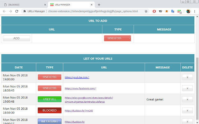 URLs Manager - Websites Blocker and Labeler chrome谷歌浏览器插件_扩展第4张截图