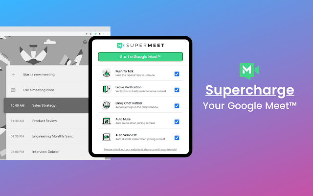 Google Meet Push to Talk & More - Supermeet chrome谷歌浏览器插件_扩展第1张截图