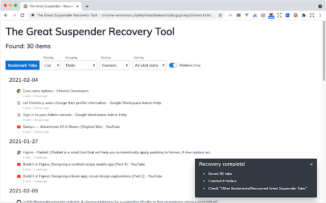The Great Suspender Recovery Tool chrome谷歌浏览器插件_扩展第2张截图