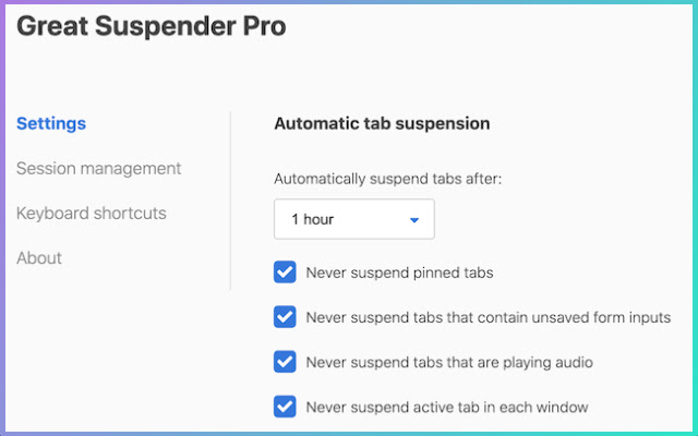 Great Suspender Pro chrome谷歌浏览器插件_扩展第2张截图