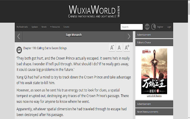 Wuxiaworld: Reading Mode chrome谷歌浏览器插件_扩展第1张截图