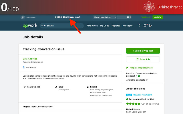 #birlikteihracat Upwork Yardımcısı chrome谷歌浏览器插件_扩展第3张截图