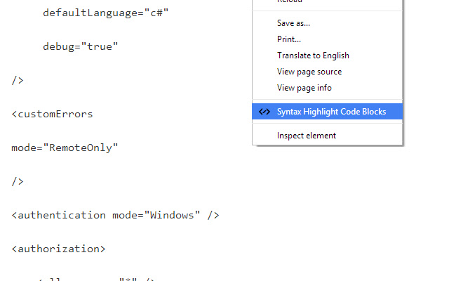 Syntax Highlight Code Blocks chrome谷歌浏览器插件_扩展第2张截图