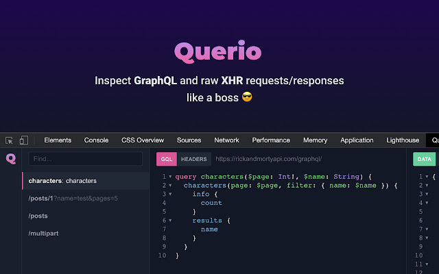 Querio - GraphQL and XHR requests inspector chrome谷歌浏览器插件_扩展第1张截图