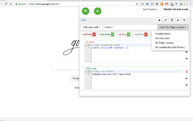 Javascript & Css auto injection chrome谷歌浏览器插件_扩展第1张截图