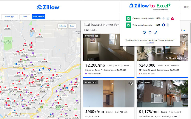 Zillow to Excel chrome谷歌浏览器插件_扩展第1张截图