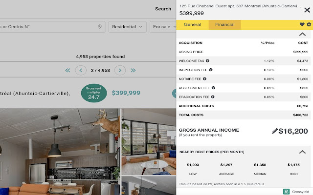 Grossyield | Investment property deal finder chrome谷歌浏览器插件_扩展第4张截图