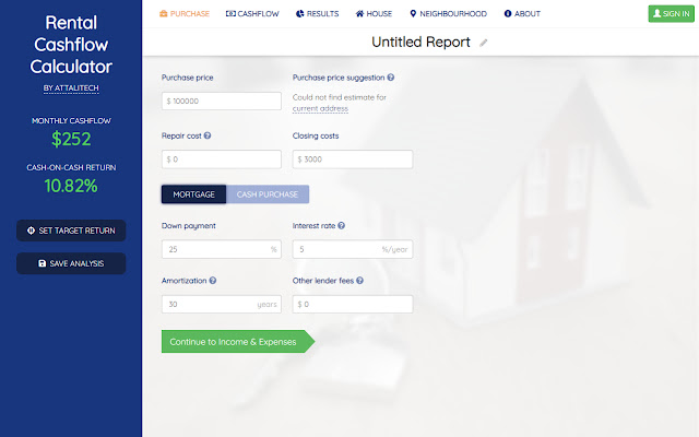 Cashflow Calculator for Zillow/Trulia/Redfin chrome谷歌浏览器插件_扩展第3张截图