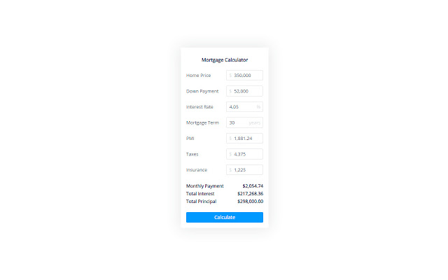 Mortgage Calculator with PMI and Taxes chrome谷歌浏览器插件_扩展第1张截图