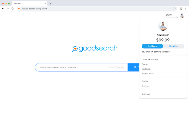 Goodsearch - Search & earn money for charity chrome谷歌浏览器插件_扩展第2张截图