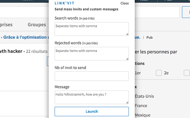 Link'Vit, mass invits and messages Linkedin chrome谷歌浏览器插件_扩展第2张截图