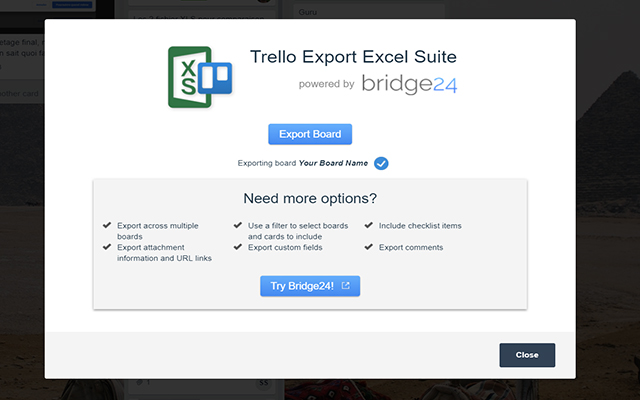 Trello Export Excel Suite chrome谷歌浏览器插件_扩展第2张截图