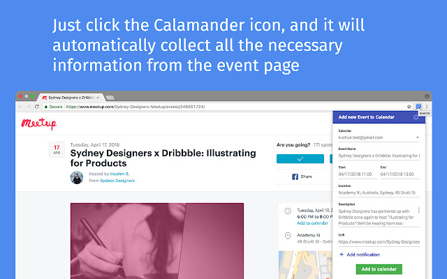 Calamander: Quick add to Google Calendar chrome谷歌浏览器插件_扩展第3张截图