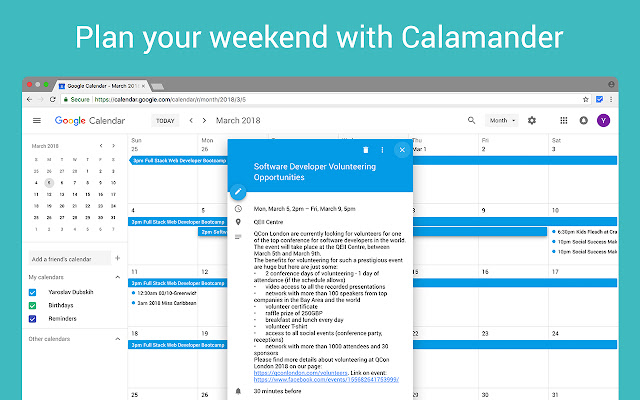 Calamander: Quick add to Google Calendar chrome谷歌浏览器插件_扩展第4张截图