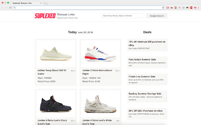 Suplexed: Sneaker Release Calendar chrome谷歌浏览器插件_扩展第1张截图