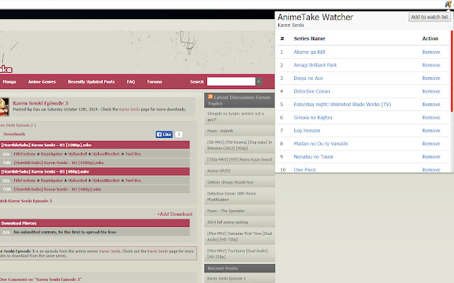 AnimeTake Watcher chrome谷歌浏览器插件_扩展第2张截图