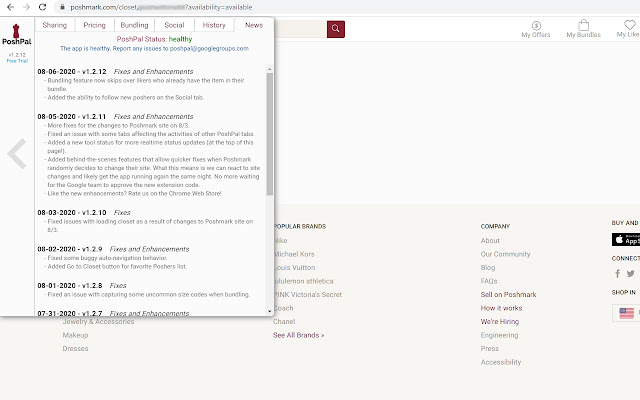 PoshPal | Unaffiliated Poshmark Closet Bot chrome谷歌浏览器插件_扩展第5张截图