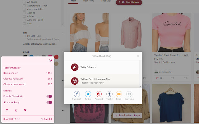 Closet Kit: #1 Poshmark Sharing Tool chrome谷歌浏览器插件_扩展第1张截图