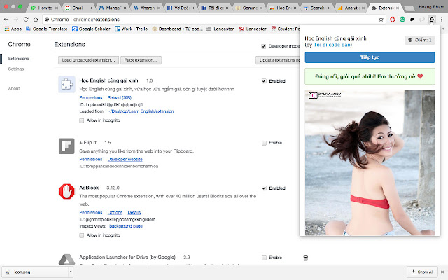 Học English cùng gái xinh chrome谷歌浏览器插件_扩展第2张截图