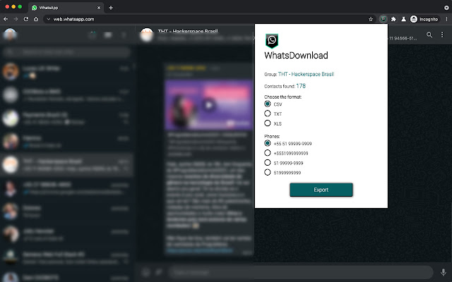 WhatsDownload - WhatsApp groups export chrome谷歌浏览器插件_扩展第2张截图